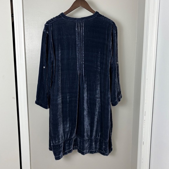 CP Shades Regina Blue Crushed Velvet Pintucked Tunic Dress Lagenlook Size L - Picture 5 of 9